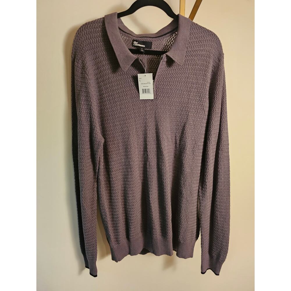 The Commons Men's Textured Collar Sweater - Gray